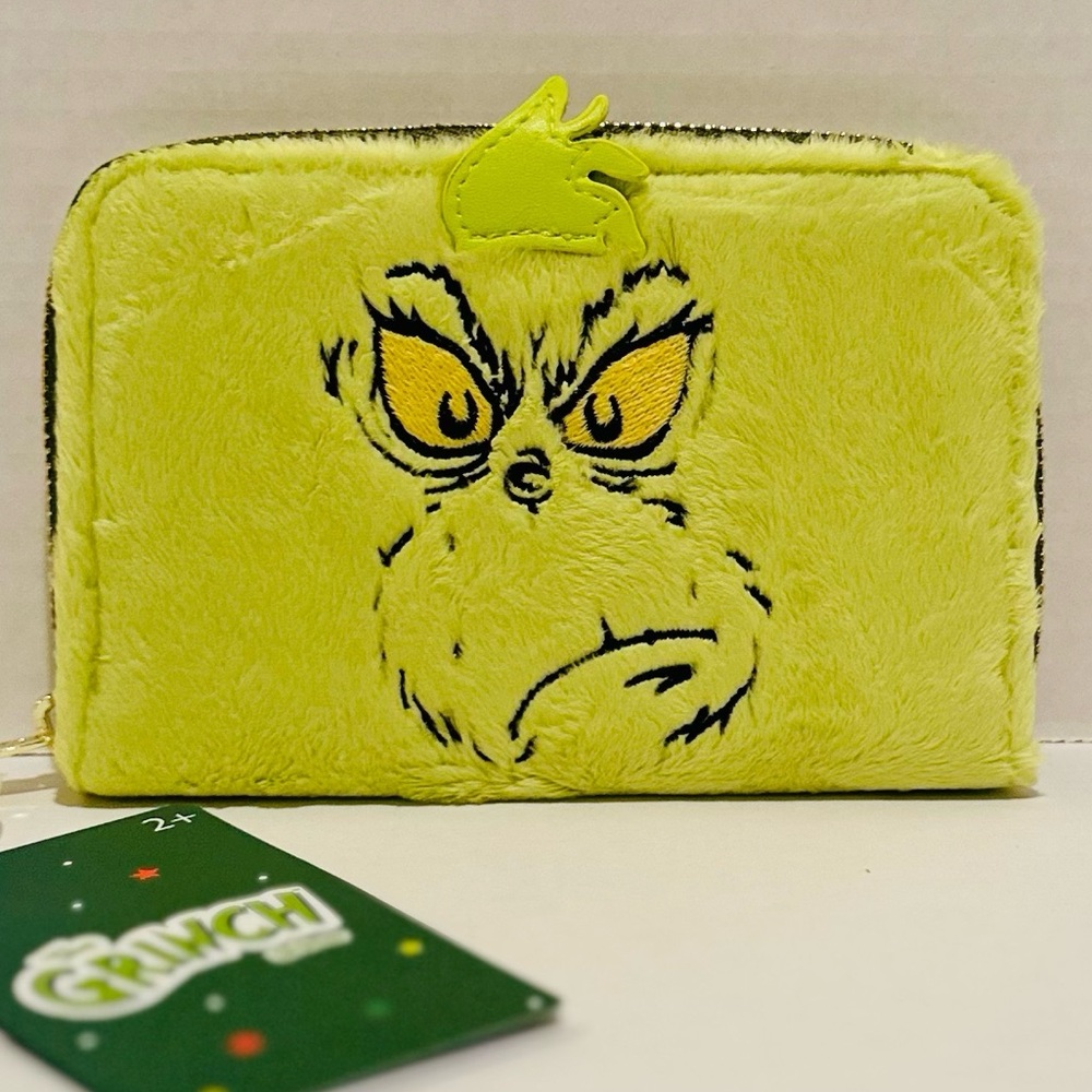 Loungefly Dr Seuss Grinch Plush Cosplay Glow Zip Around Wallet